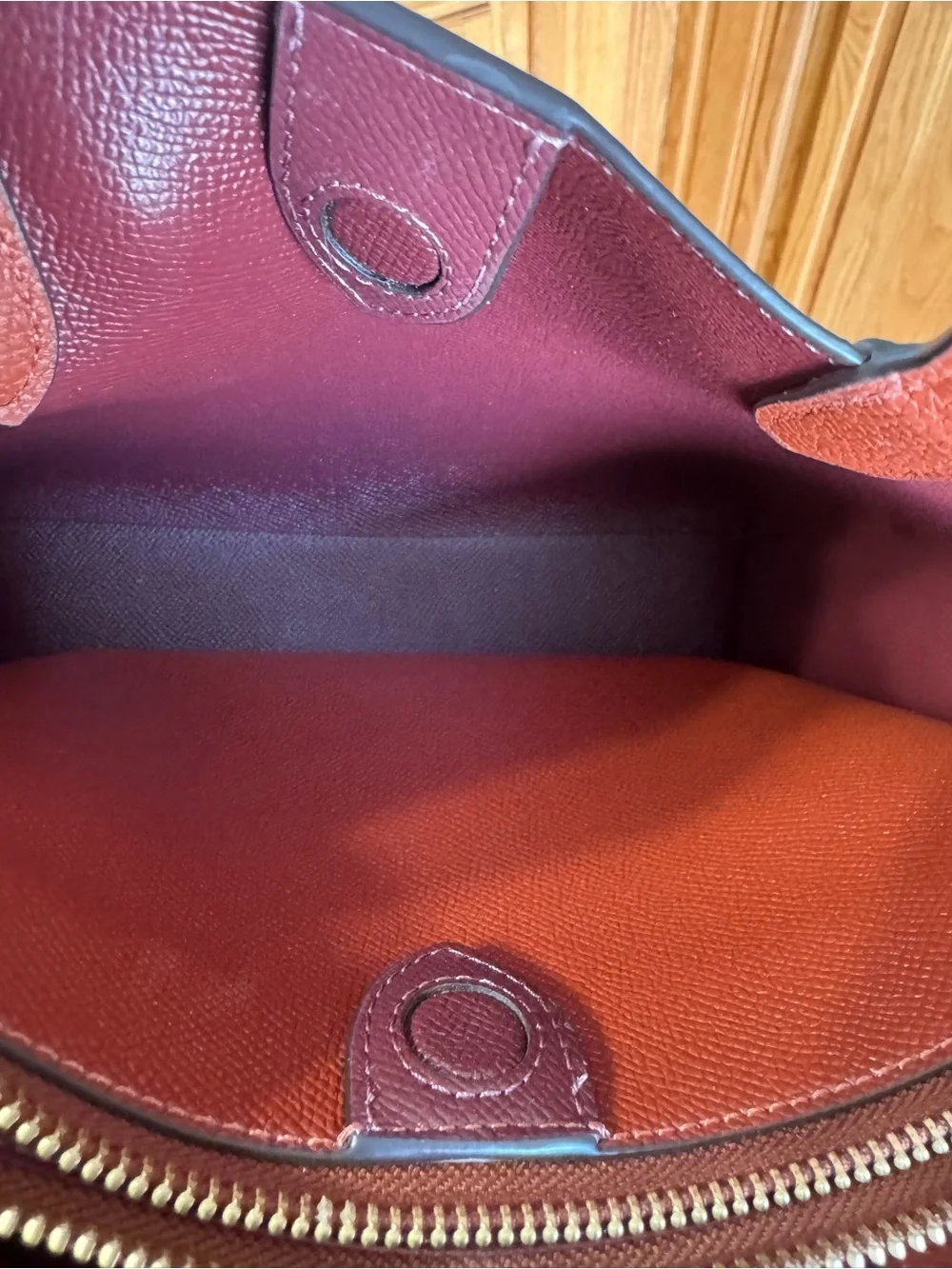 Coach Willow 24 Coral Leather Tote with Brown Trim